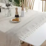 Tasselled cotton tableclothtableclothliving simply house