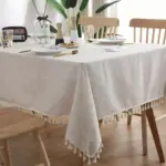Tasselled cotton tableclothtableclothliving simply house