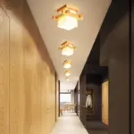 Tatami japanese ceiling light for home lighting glass lampshade e27 led ceiling lamp wood base hallways porch fixtures