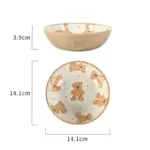 Teddy bear ceramic plate bowl dinnerware set
