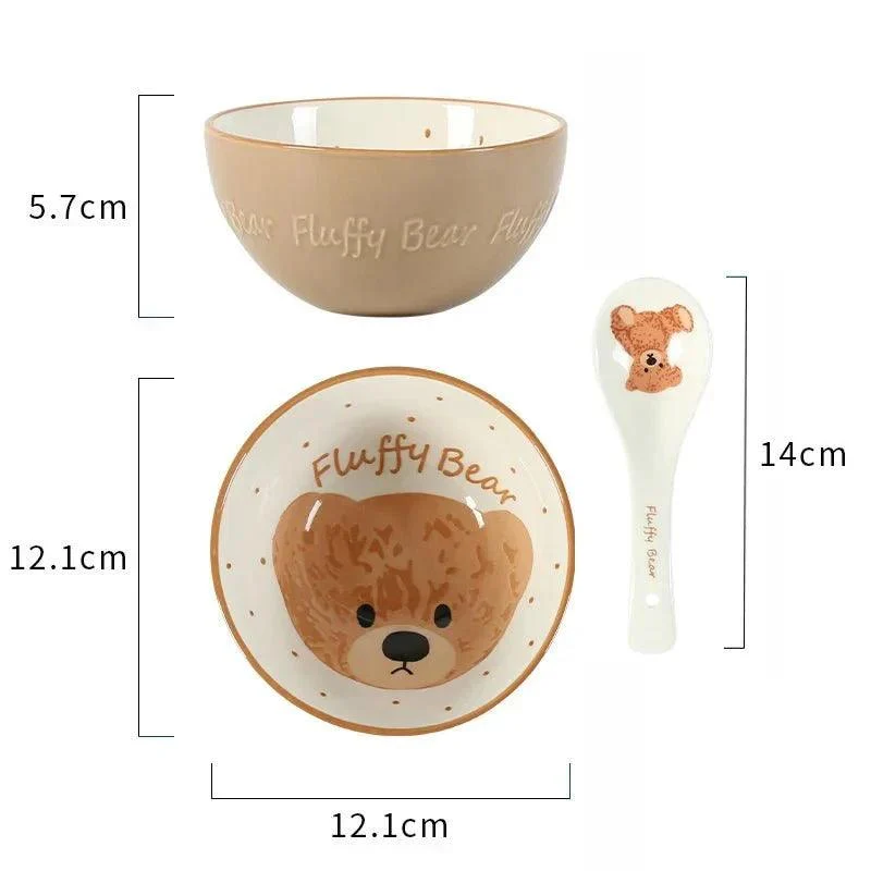 Teddy Bear Ceramic Plate Bowl Dinnerware Set 396967