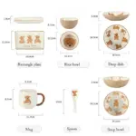 Teddy bear ceramic plate bowl dinnerware set