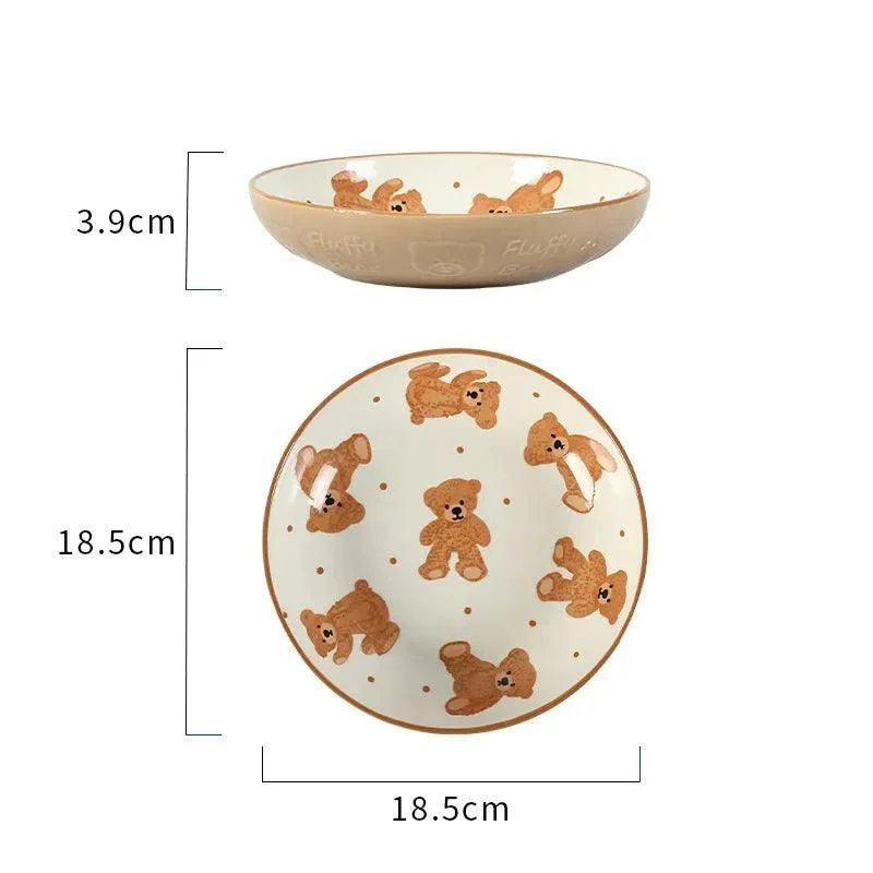 Teddy Bear Ceramic Plate Bowl Dinnerware Set 934210