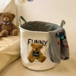 Teddy bear foldable storage basket