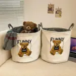 Teddy bear foldable storage basket