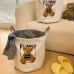Teddy bear foldable storage basket