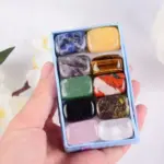 Ten piece set of natural tumbled rock and quartz rose chakra beads