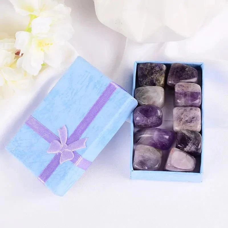 Ten Piece Set Of Natural Tumbled Rock And Quartz Rose Chakra Beads 433872