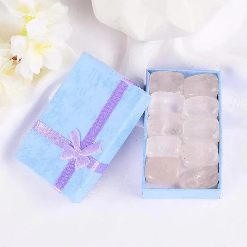 Ten Piece Set Of Natural Tumbled Rock And Quartz Rose Chakra Beads 490852