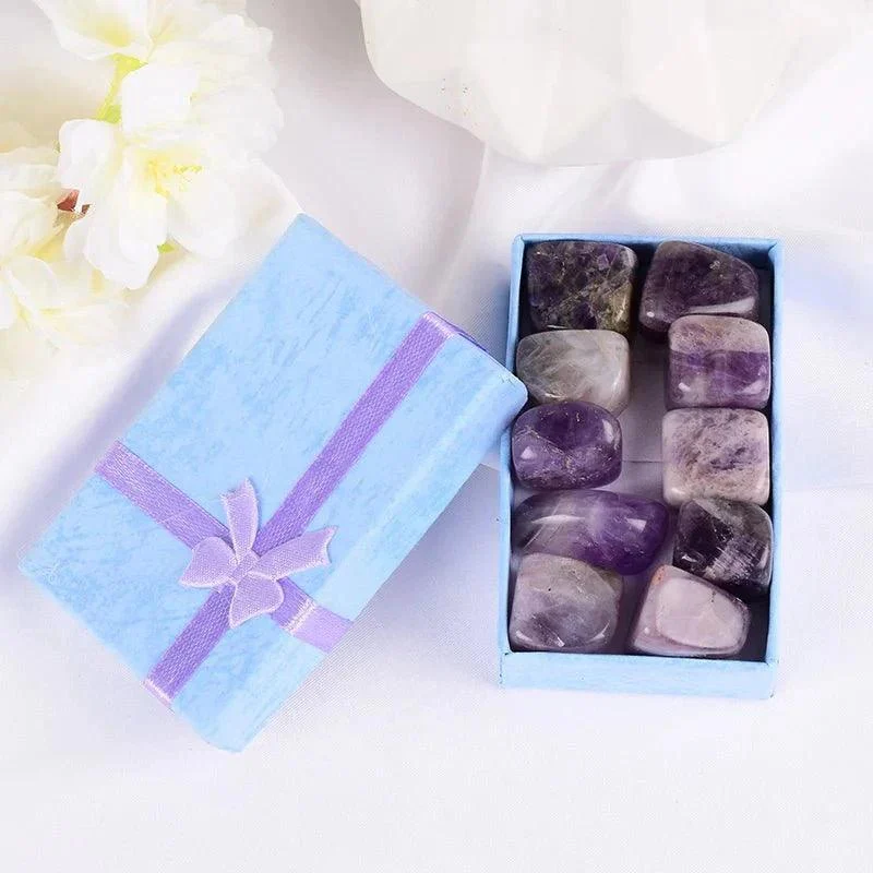 Ten Piece Set Of Natural Tumbled Rock And Quartz Rose Chakra Beads 898309