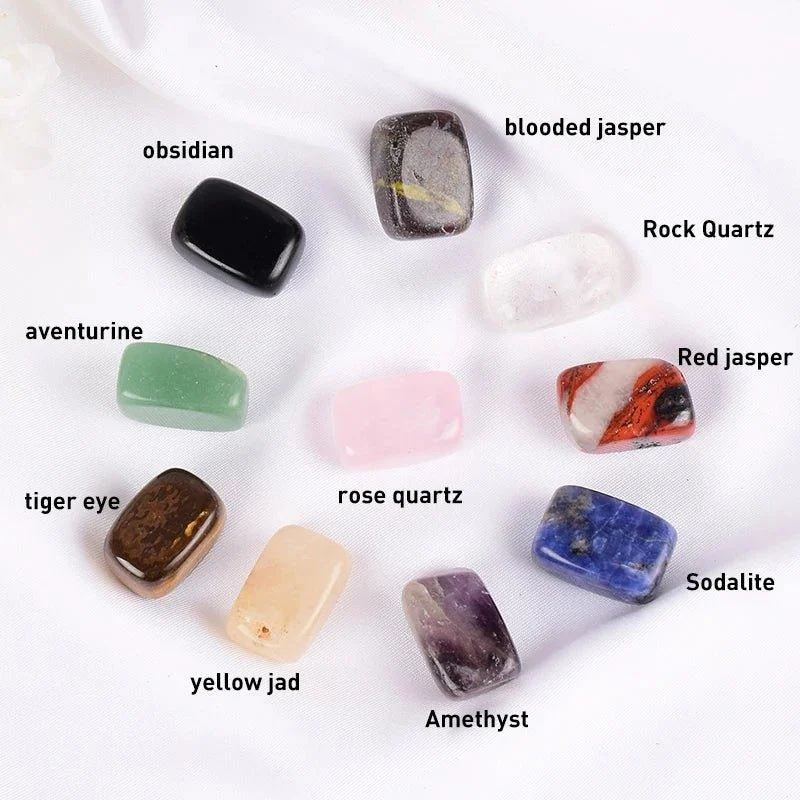 Ten Piece Set Of Natural Tumbled Rock And Quartz Rose Chakra Beads 992531