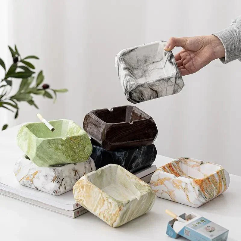 Textured Marble Effect Ceramic Ashtray 209878