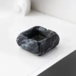 Textured marble effect ceramic ashtray