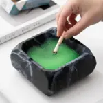 Textured marble effect ceramic ashtray
