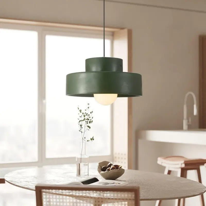 Thehouselights nordic geometric cylindrical ceramic pendant lighting pendant green