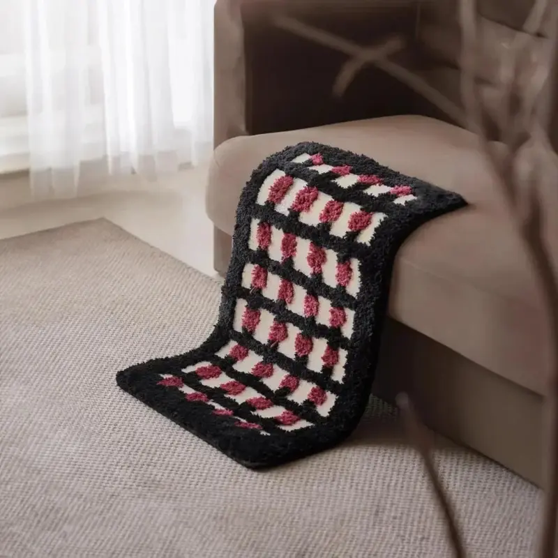 Thick checked tufted bathroom mat