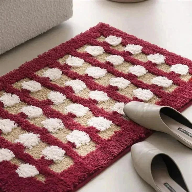 Thick Checked Tufted Bathroom Mat 567935