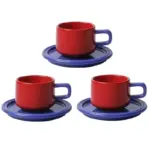 Three piece ceramic cups and saucers set