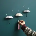 Three piece set of cute umbrella wall hooks