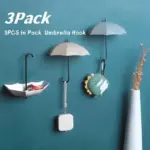 Three piece set of cute umbrella wall hooks