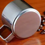 Three piece stainless steel coffee cup set