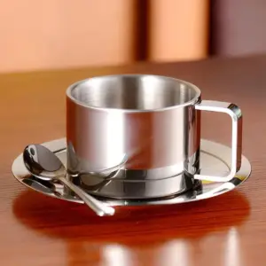 Three Piece Stainless Steel Coffee Cup Set