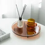 Translucent coloured round storage tray