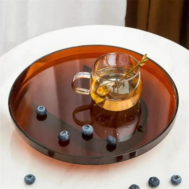 Translucent coloured round storage tray