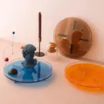 Translucent coloured round storage tray