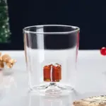 Transparent christmas glass cup with optional gift box