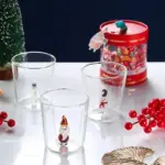 Transparent christmas glass cup with optional gift box