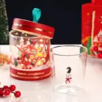 Transparent christmas glass cup with optional gift box