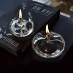 Transparent glass candlestick oil lamp
