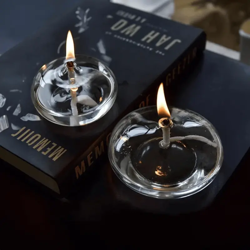 Transparent glass candlestick oil lamp