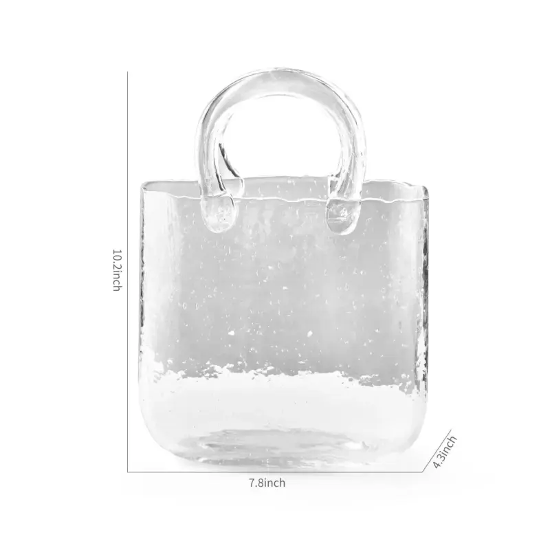 Transparent pastel handbag shape vase