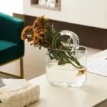 Transparent pastel handbag shape vase