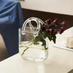 Transparent pastel handbag shape vase
