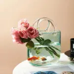 Transparent pastel handbag shape vase