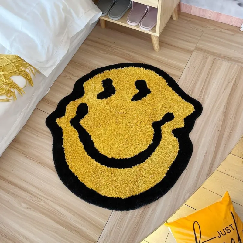 Twisted smiley plush living room rug