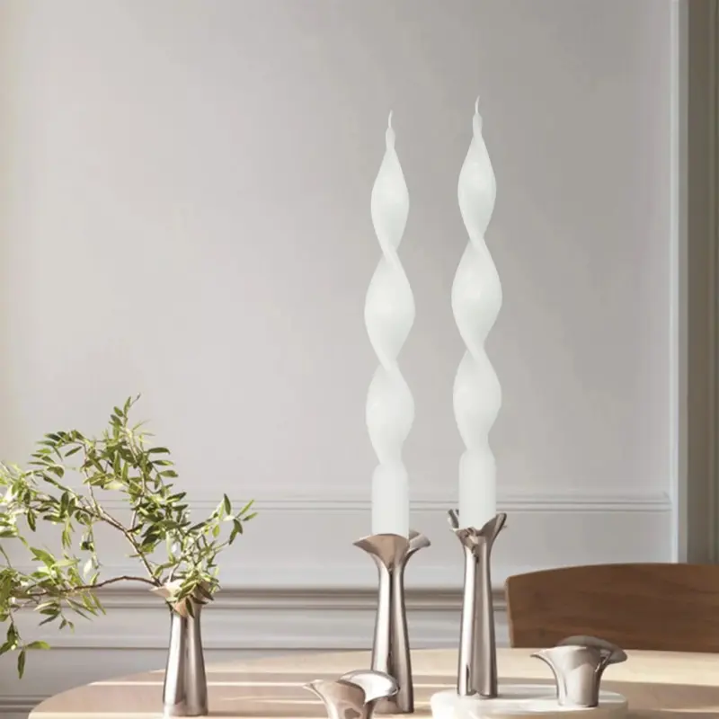 Two piece twisted tapered candle set