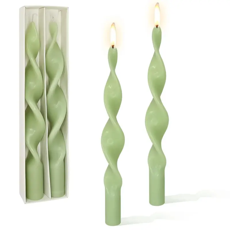 Two piece twisted tapered candle set