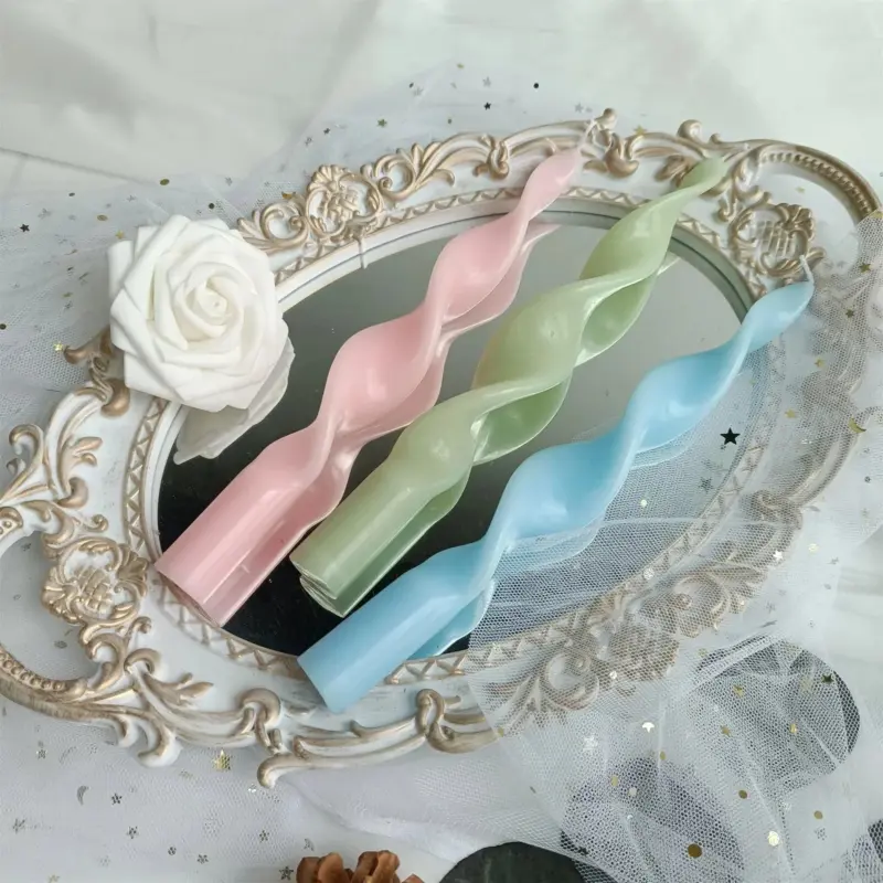 Two piece twisted tapered candle set