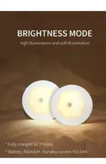 Ufo motion sensor led night light rechargeable 360 degree rotating security wall lamp for bedroom stair cabinet toilet
