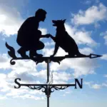 Unik vindrute garden decor norskova mann hund