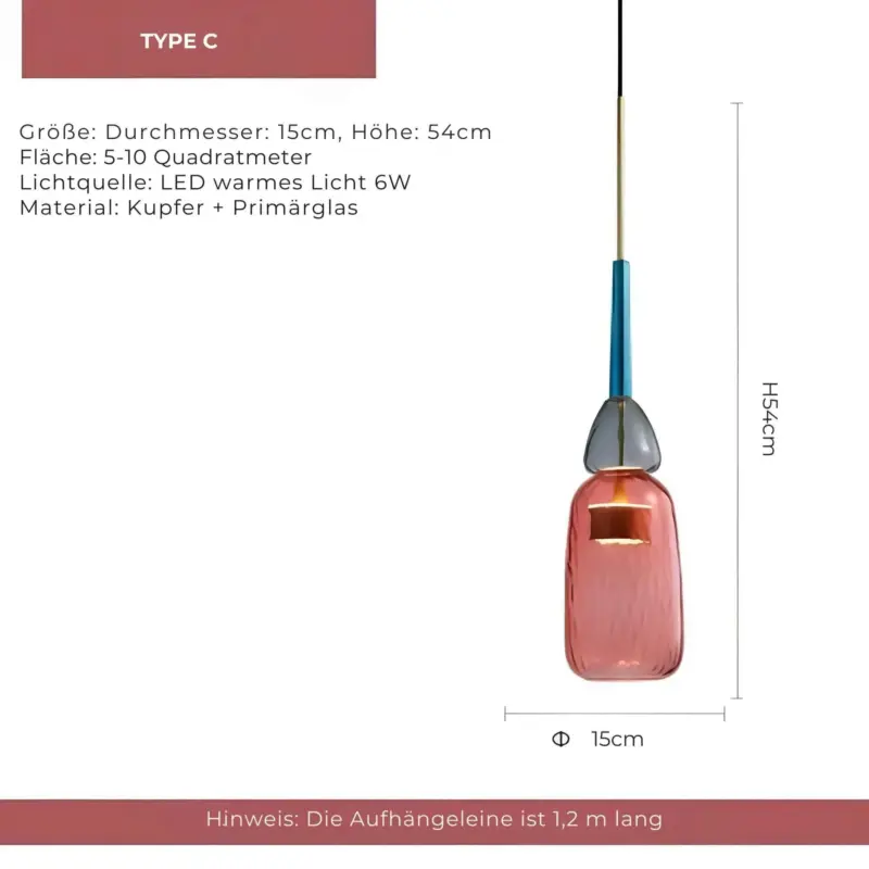 Urbansimplicity pendelleuchte farbiges glas bernstein blau gruen klein mittel gross xlumina