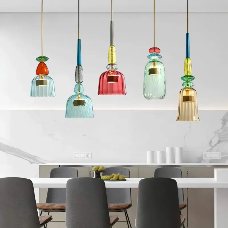 Urbansimplicity pendelleuchte farbiges glas bernstein blau gruen klein mittel gross xlumina12