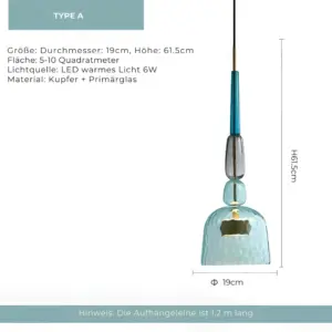 Homeko - Pendant lamp with colored glass