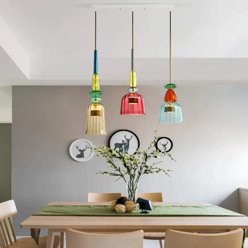 Urbansimplicity pendelleuchte farbiges glas bernstein blau gruen klein mittel gross xlumina9