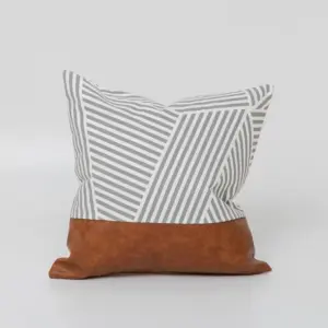 Luxurious Leather and Cotton Cushion Cover