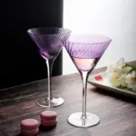 Vertical ribbed pattern purple glass